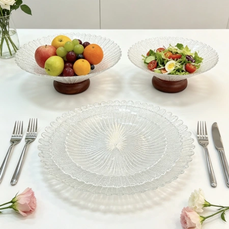 Glass table mat plate, table decoration tableware, glass plate, glass fruit plate, glass bowl, glass chargerplate, glass bowl Stemmed pl Glass table mat plate, table decoration tableware, glass plate, glass fruit plate, glass bowl, glass chargerplate, glass bowl Stemmed pl